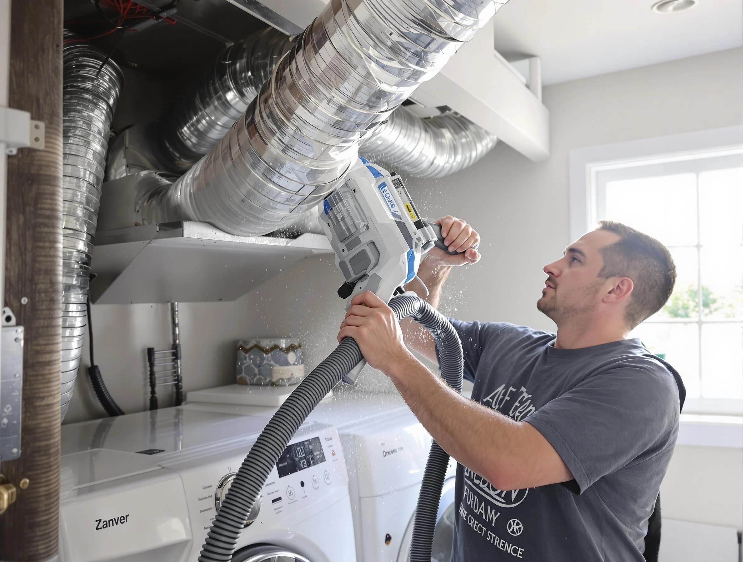 El Cerro Mission Dryer Vent Cleaning specialist cleaning deep within a dryer vent duct system in El Cerro Mission